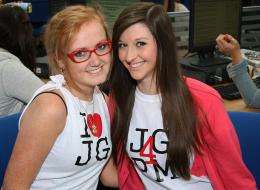 Lydia and Danielle sporting their JG t-shirts.